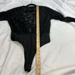 Pretty Little Thing Black Velvet Devore Plunge Long Sleeve Bodysuit Sz 10 Photo 5