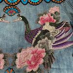 Customized Embroidered Patch Peacock Denim Jean Jacket Size M Photo 8