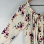 Rewind  Floral Print Off‎ The Shoulder Button Front Tie Front Long Sleeve Top Photo 5
