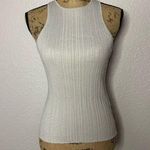 Madewell NWT Signature Shimmer Knit Cutaway Sweater Tank Silver Size M Ribbed Photo 0