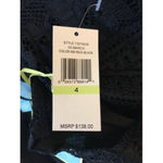 CeCe Black Dress Size 4 V Neck Shift Sleeveless Layerd Pleated hem Lace $138 Photo 9