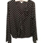 Finn & Grace Faux Wrap Black & Cream Polka Dot Top size Medium Photo 1