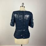 Tadashi Shoji  Navy Sheer Mesh Sequin Top Photo 6