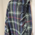 Ralph Lauren Denim Supply XL Plaid Scarf Fringe Wool Green Blue Check 64" x 56" Photo 1