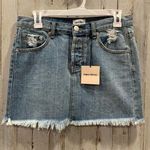 superdown NWT  Denim Mini Skirt Raw Hem Distressed Photo 0