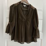 Carolina belle Beaded Blouse Brown Size S Photo 1