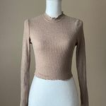 SheIn | Tan Ribbed Long Sleeve Crop Top Sz S Photo 1