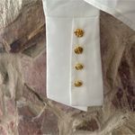 Commense Metal Button Cutout Polo Shirt size medium White Photo 3
