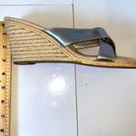 Loft Ann Taylor silver leather espadrille wedge sandals. Size 8. 3” heel. Photo 1