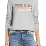 Halogen New Womens Wine is my Valentine Crewneck Humor Sweatshirt - Sz XS Photo 0