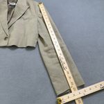 ZARA  Women Cropped Linen Blend Blazer Jacket S Neutral Khaki Minimalist Business Photo 5