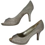 Bandolino Gold Metallic Glitter Peep Toe Platform High Heel Dress Shoes 10M Photo 3