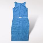 Casual Corner Blue Linen‎ Maxi Dress Size 6 Vintage Classic Coastal Boho Minimal Photo 4