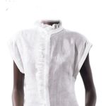ZARA  100% Ramie White Ruffled Blouse Photo 1