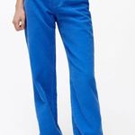 ZARA NWT Blue Corduroy Wide Leg High Waist Full Length Pants Size 12 Photo 0