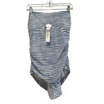 Nicole Miller Studio Bandeau One-Piece Swimsuit Size 8 NWT Blue White Stripes Photo 1