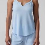 Athleta  Wind Down Sleep Cami Blue Waffle Knit Tank Top Lounge Pajamas V Neck Photo 0