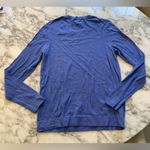 J.Crew EUC Teddie Purple Blue Cotton Pullover Sweater Sz Large - Small hole Photo 3