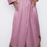 ZARA  SATIN EFFECT WRAP MIDI V-NECK DRESS Size XS NEW Photo 5