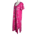Vintage 90s Floral Cotton Maxi Dress Medium Pink Short Sleeve Scoop Neck Photo 3