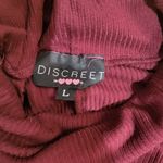 Discreet Burgundy Rib Knit Bodycon Turtleneck Dress Photo 4