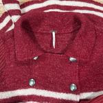 Free People Red/Cream Striped Wool Cardigan Sweater Size M Photo 2