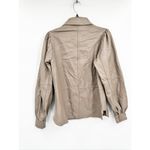 Ganni Fossil Brown Leather Snap Front Shirt Size 34 NWT Photo 2