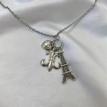 Early 2000's Eiffel Tower Heart Silver Long Charm Pendant Necklace Photo 1