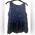 Marc by Marc Jacobs  Navy Sleeveless Bird Print Silk Shirt Photo 1
