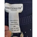 Rebecca Malone  Blue‎ Red Rose 3/4 Sleeve Lightweight Sweater Size 3X Photo 3