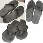 Unbranded Dark Grey Blinged Out Crystals Flip Flop Platform Sandals Size 10 Photo 1