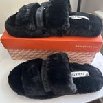 Fabletics Black Faux Fur Women's Slides Photo 0