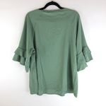 Bloomchic  Womens Plain Ruffle Tiered Round Neck Blouse Green 12 Photo 3