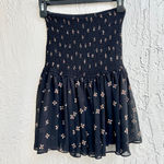 Maje  Jouet Printed Chiffon Smocked A-Line Mini Skirt Imprime Black Womens Sz 1/S Photo 3