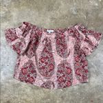 Madewell  Red Floral/Paisley Off-Shoulder Silk top
Size: Small Photo 0