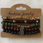 NWT Fashion Jewelry Earthy Tones Beaded Bracelet Set Green Photo 0