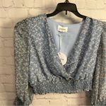 Storia New blue floral cottagecore cropped blouse Medium boho hippie chic Photo 7