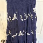 Anthropologie  Somerset Blue Embroidered Tiered Short Sleeve Maxi Dress L Photo 4