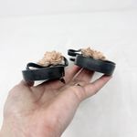 Melissa [] Black Jelly Sandals Rubber Flip Flop Beige Flower Beach Thongs Size 9 Photo 3