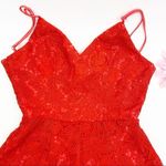 Lovers + Friends x Revolve Songbird Lace V-Neck Tie Back Romper: Red Photo 6