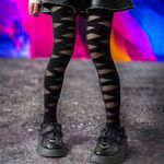 Thin Strappy Pattern Pantyhose,‎ Comfy Smooth Slim Footed Pantyhose One Size Black Photo 4