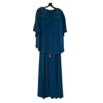 Sachin + Babi  Size 2 NWT Moroccan Blue Crepe Embroidered Wren Cape Maxi Gown Photo 5