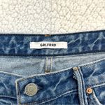 GRLFRND  Eva Mini Medium Wash Distressed Denim A-Line Skirt Size 29 Photo 2