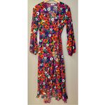 Anna Kay Floral Long Sleeve Ruffle Hem Maxi Wrap Dress Red Size 2 Photo 2