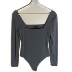 House of Harlow 1960 Bodysuit Women's Size S Dark Gray Long Sleeve Square Neck Photo 1
