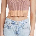 Free People  Here All Day Brami Mauve Pink Combo Knit Crop Women’s Size S Photo 0