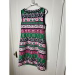Talbots  Dress Womens 10 Pink Green Sleeveless Shift Floral Fringe Classic Preppy Photo 6