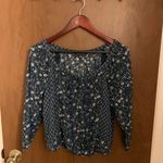 American Eagle AEO Blue Floral Peasant Top Photo 1