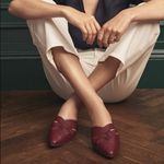 Birdies  The Dove Slide Mules Rhubarb Red Crossed Leather Size 7.5 Photo 0