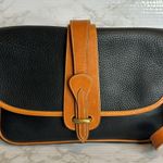 Dooney & Bourke Vtg equestrian blk Pebbled Leather with Brown Trim crossbody Photo 1